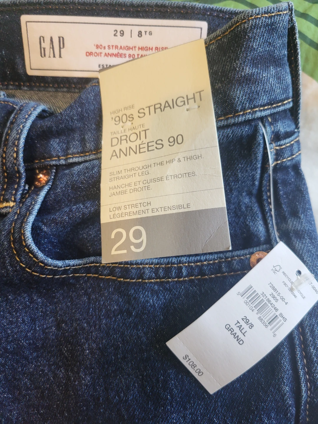 GAP High Rise '90s Straight Jeans - Size 29/8 Tall - photo 3