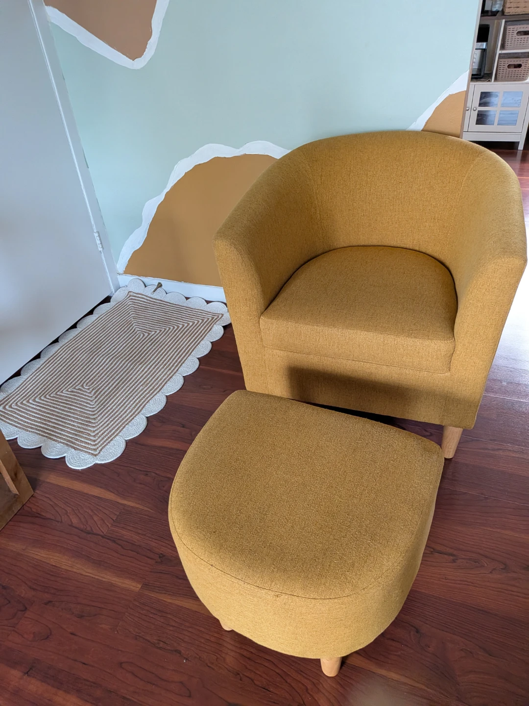 Yellow Accent Chair with Ottoman