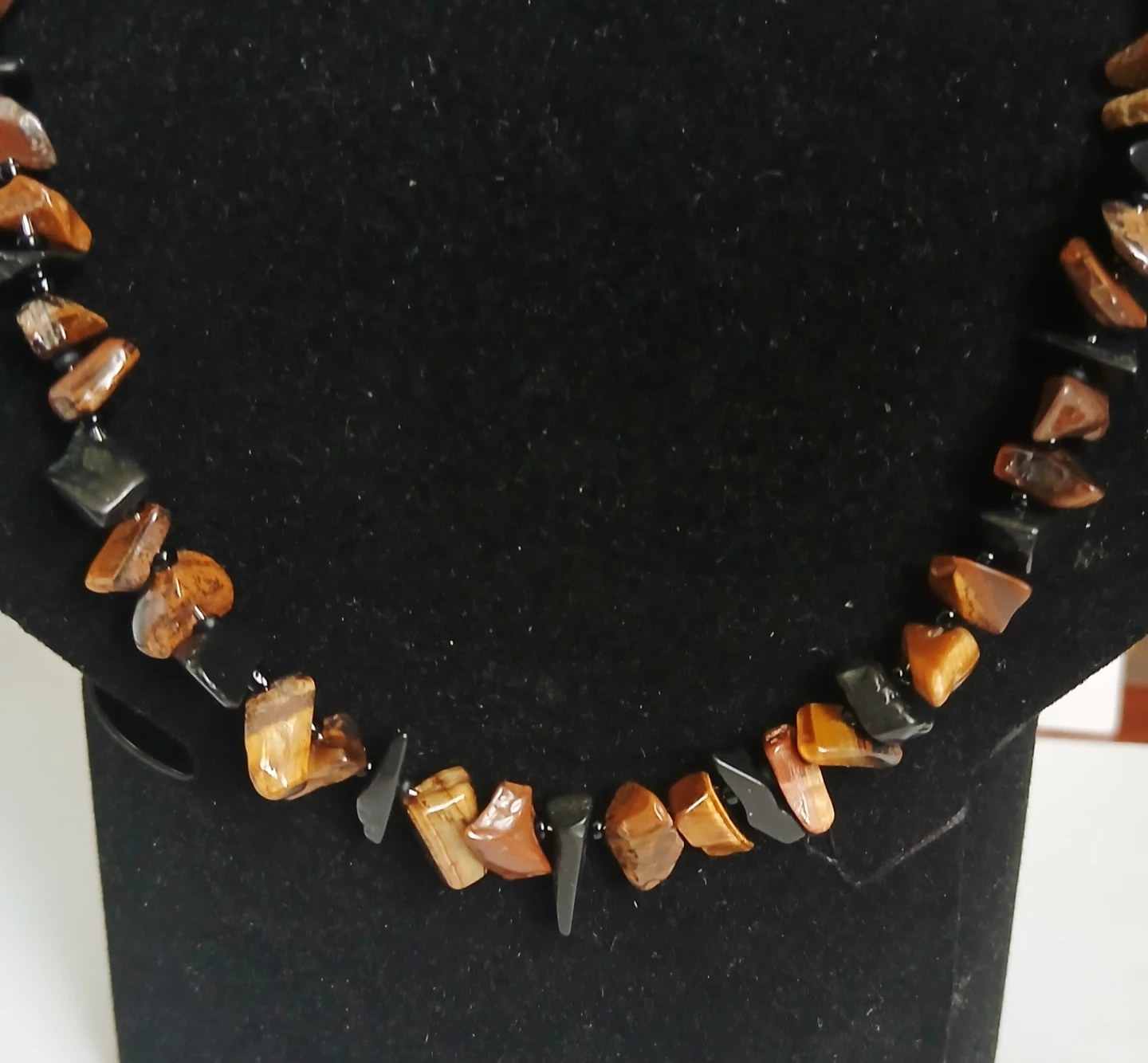 Tiger's Eye and Onyx Chip Bead Necklace - photo 4