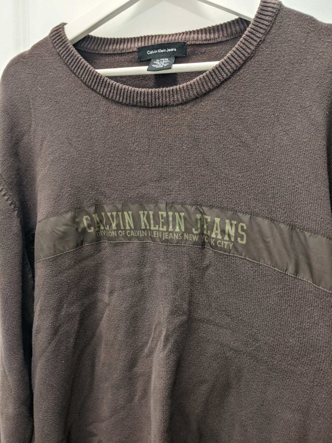 Calvin Klein Jeans Brown Crewneck Sweater with Logo Band - photo 4