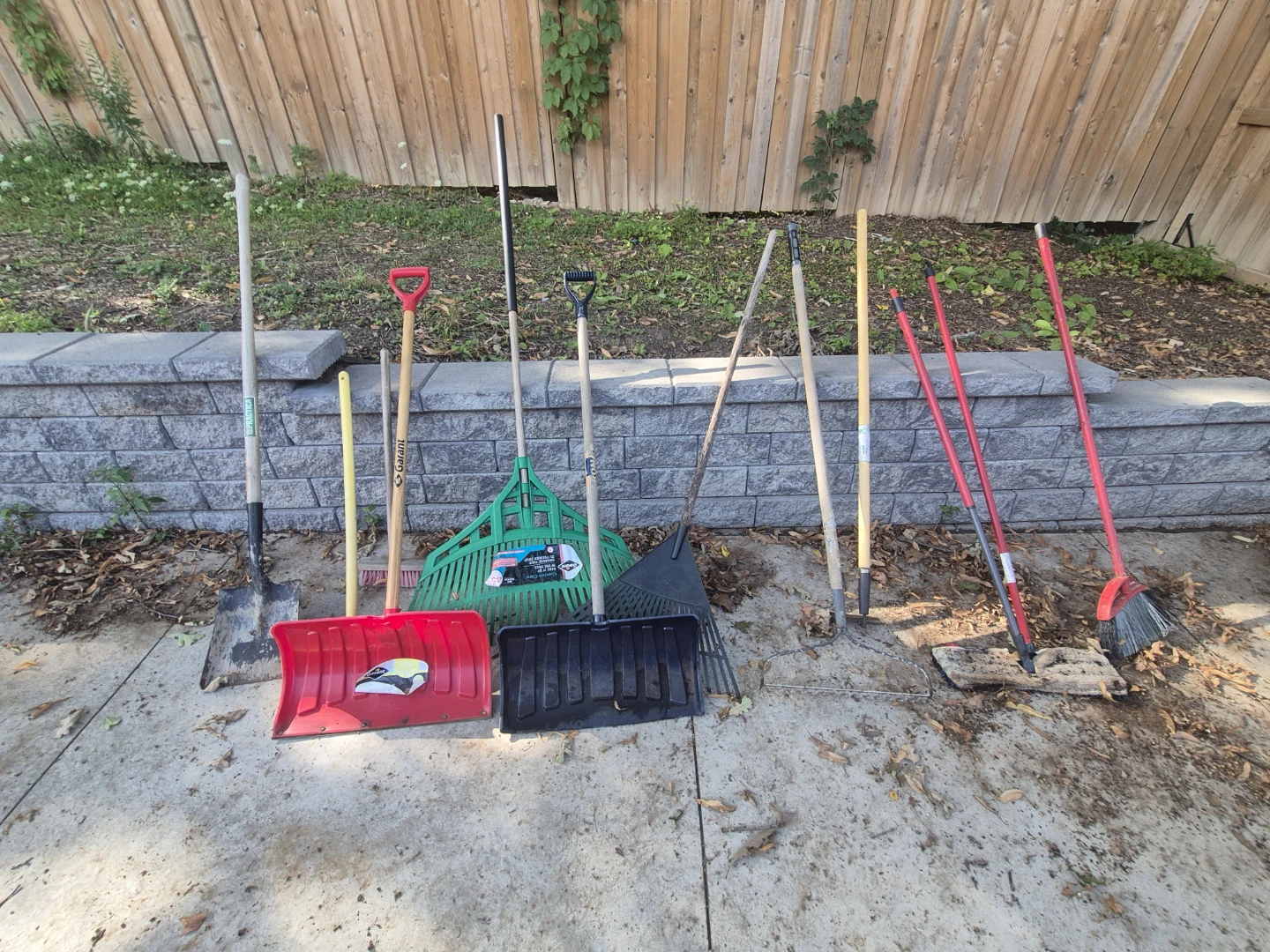 Garden and outdoor tools and mop