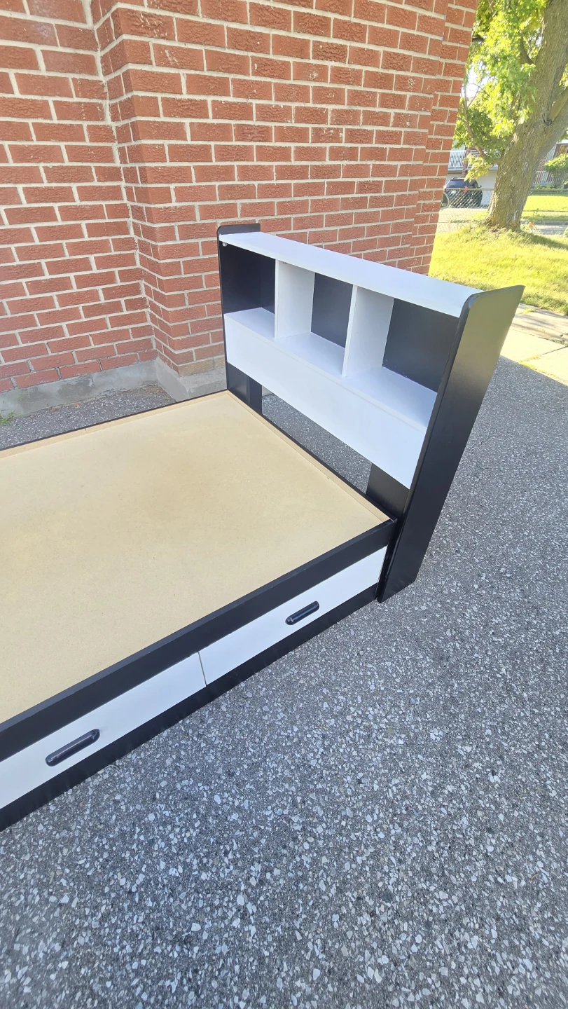 Twin Bed Frame with Storage Headboard and Drawers - photo 4