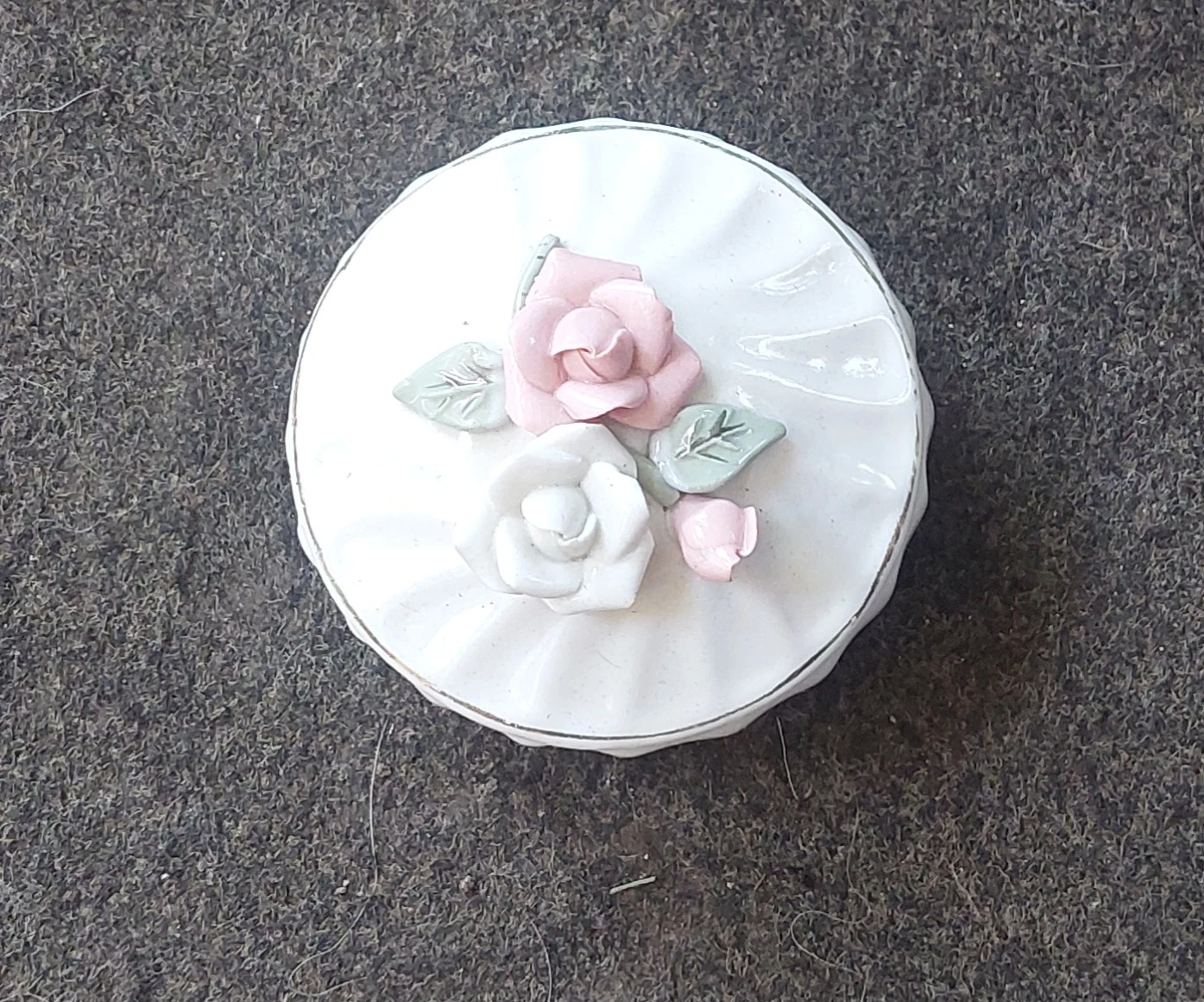 Ceramic Trinket Box with Rose Design