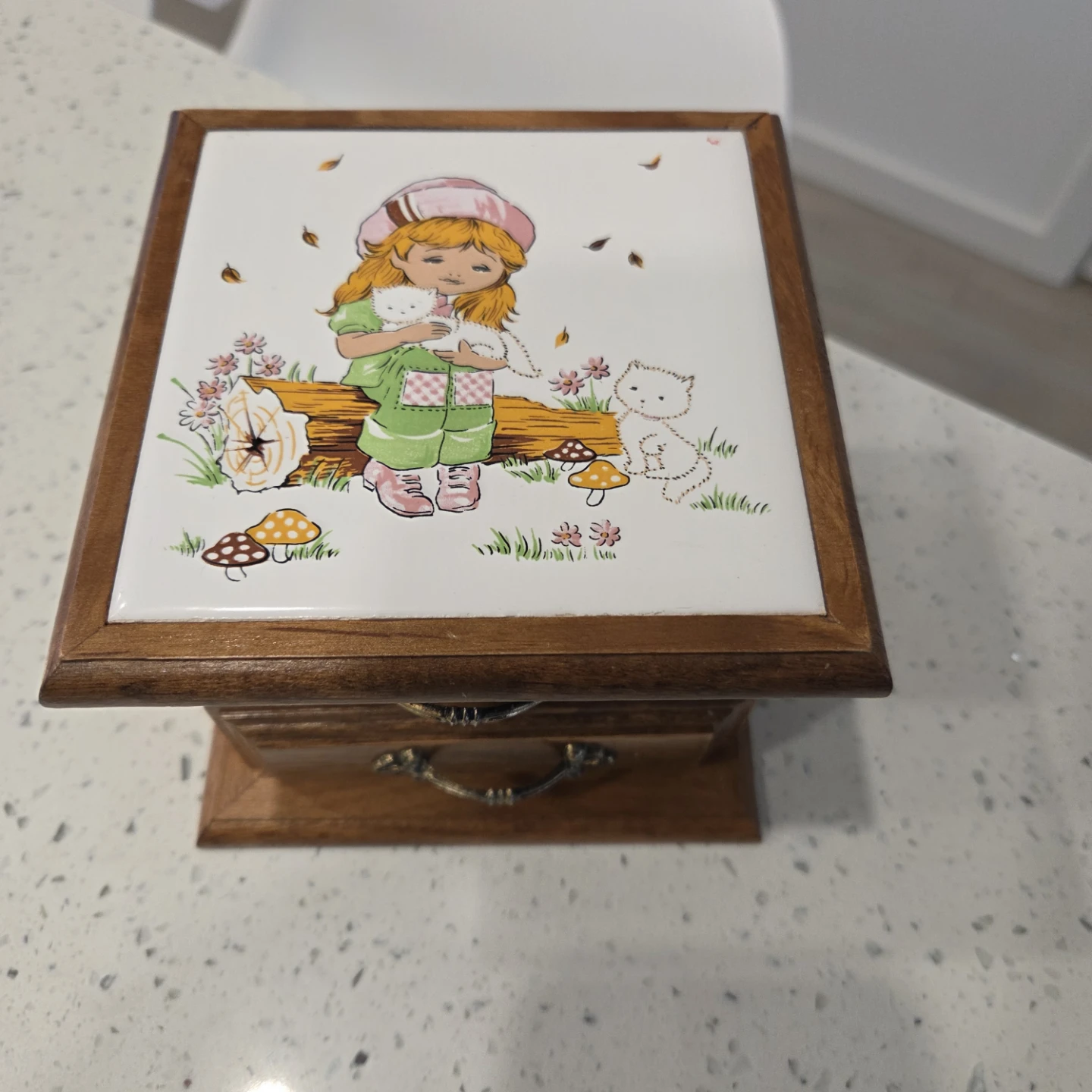 Wooden Jewelry Box with Ceramic Lid