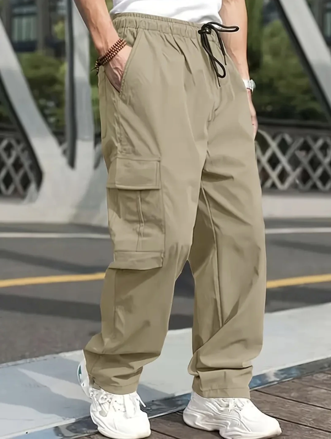 Men Light Khaki Cargo Pants size S - photo 3