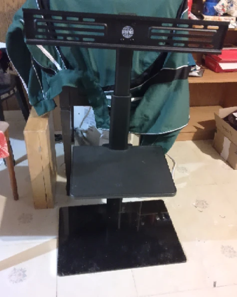Black Adjustable TV Stand with Shelf