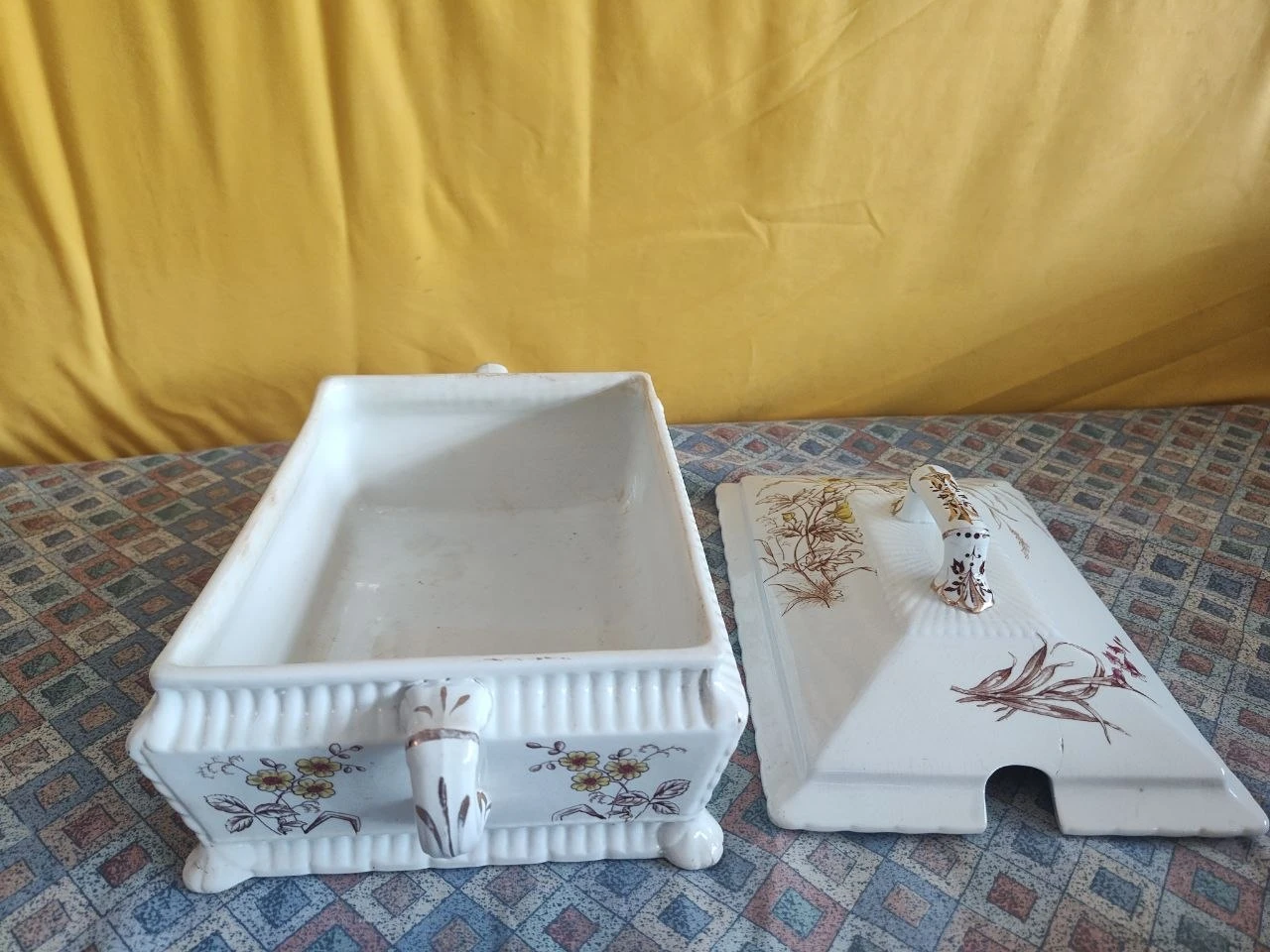 Antique Brown Transferware Covered Vegetable Tureen - photo 2
