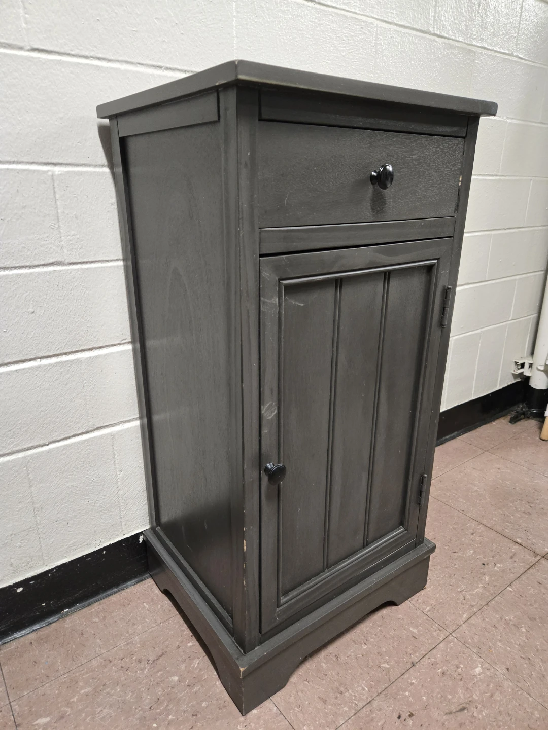 Compact Storage Cabinet - Grey Accent Table with Shelves - photo 4