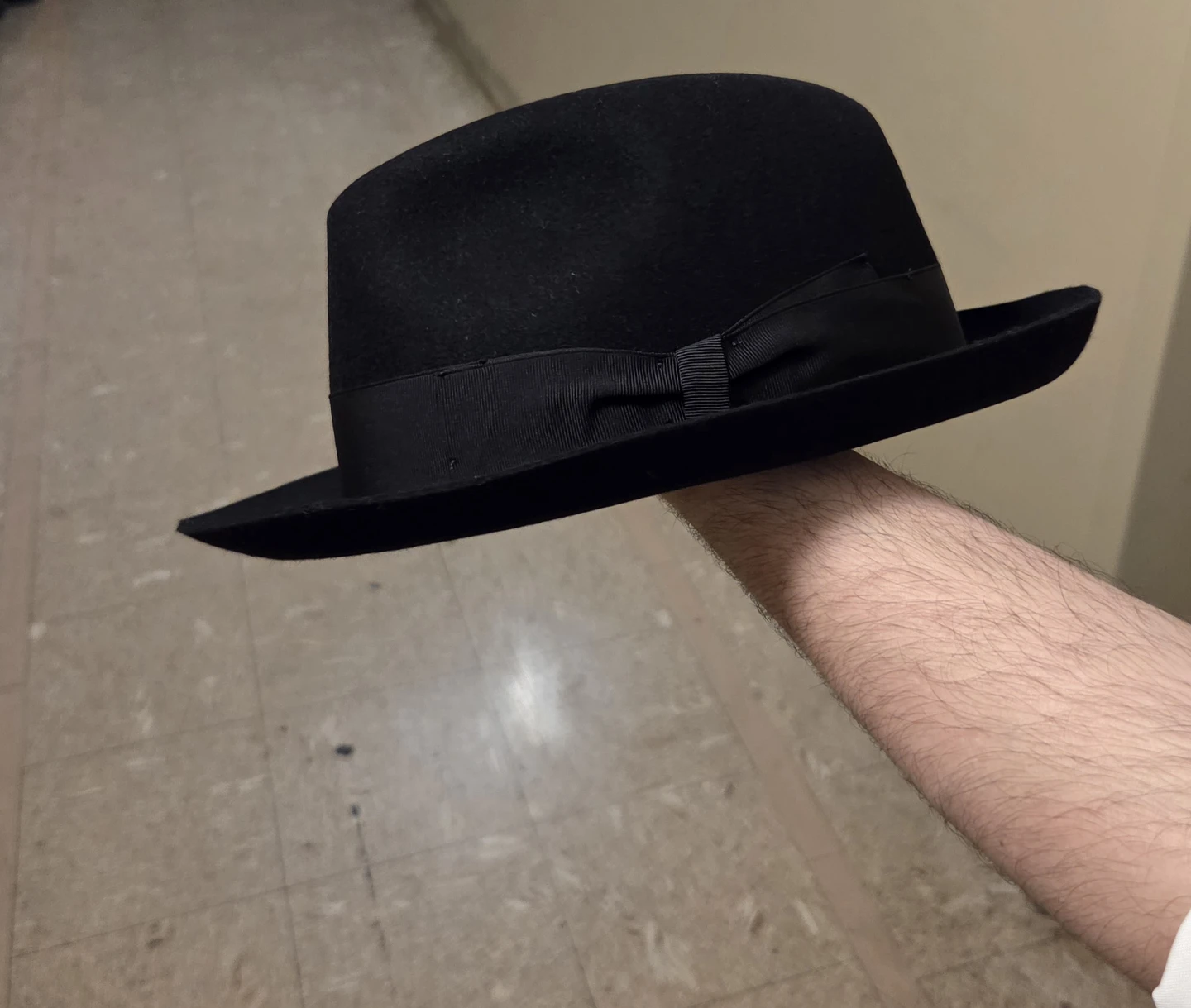 Black Fedora Hat with Ribbon