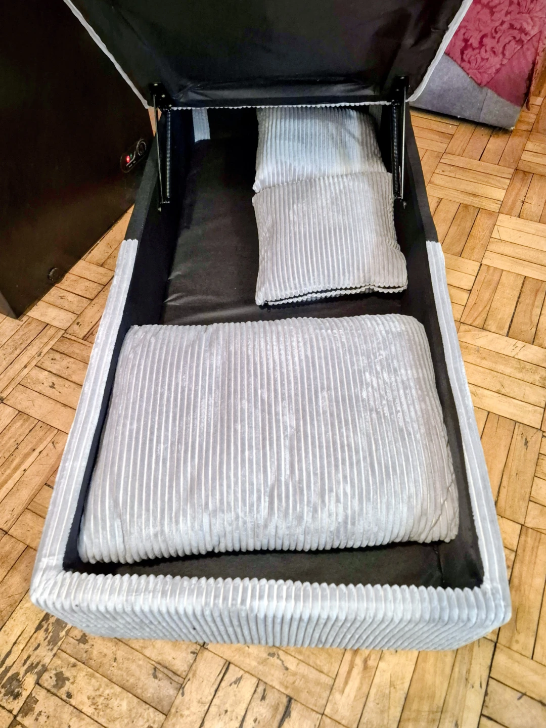 BN)Grey Corduroy Lounge Chair With Built-in Storage with Pillows - photo 2