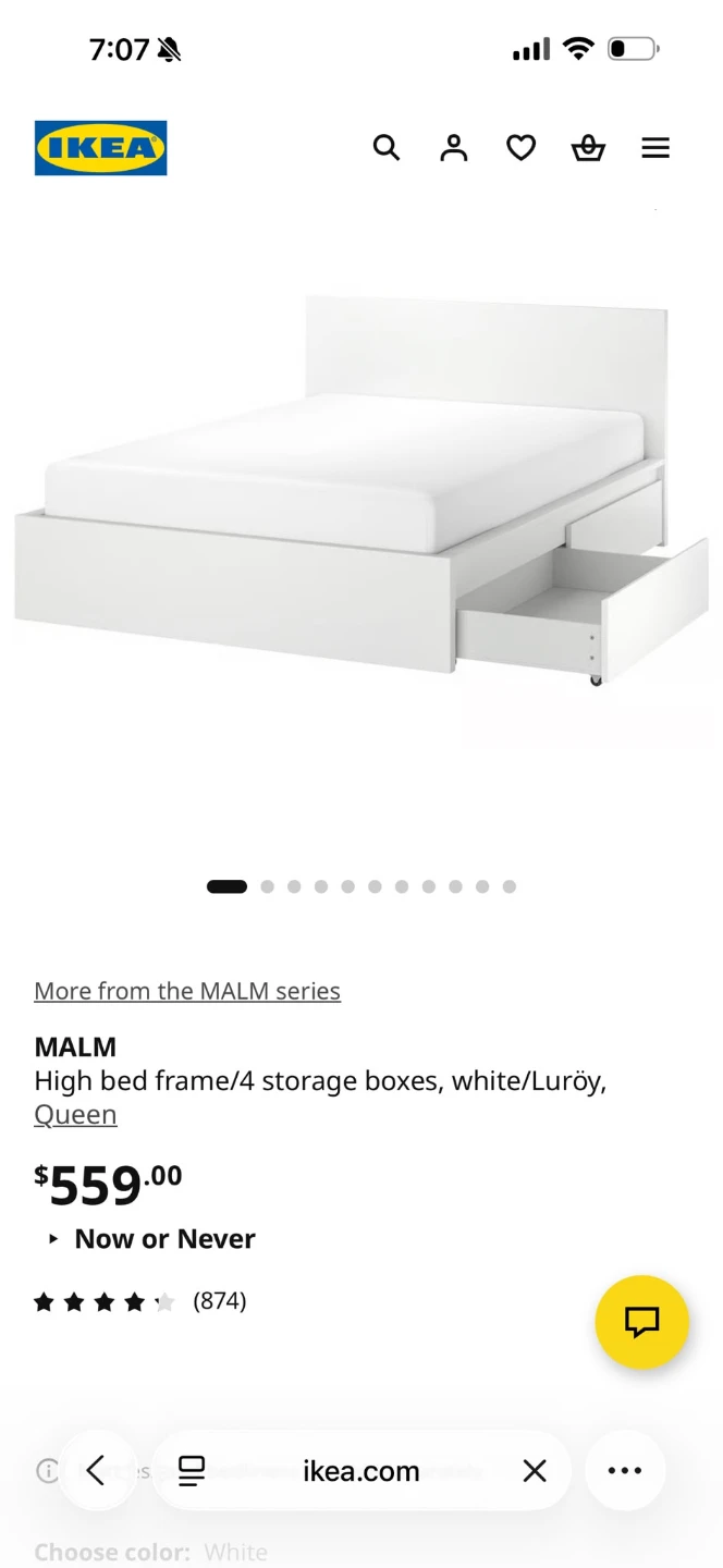Ikea queen bed with 4 storage boxes