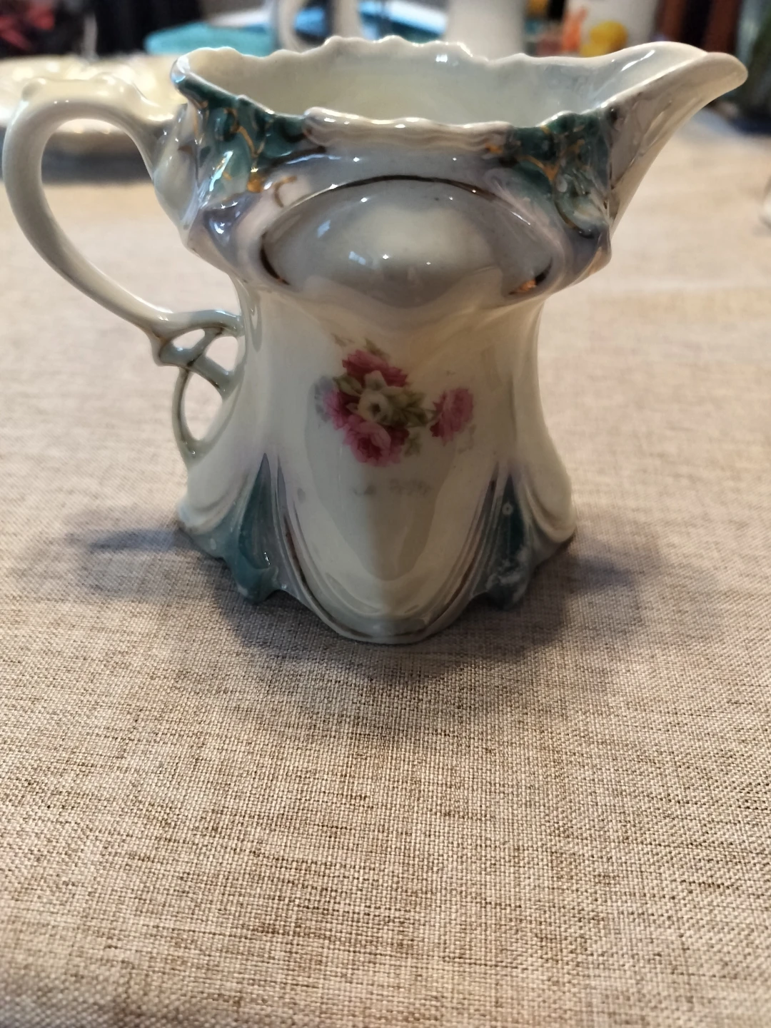 Antique Creamer Pitcher with Floral Design