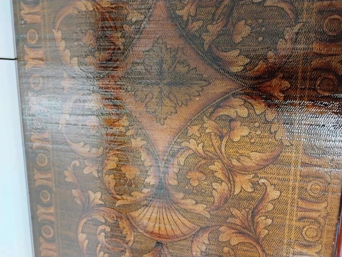 Antique Style Side Table with Ornate Faux LeatherTop - photo 2