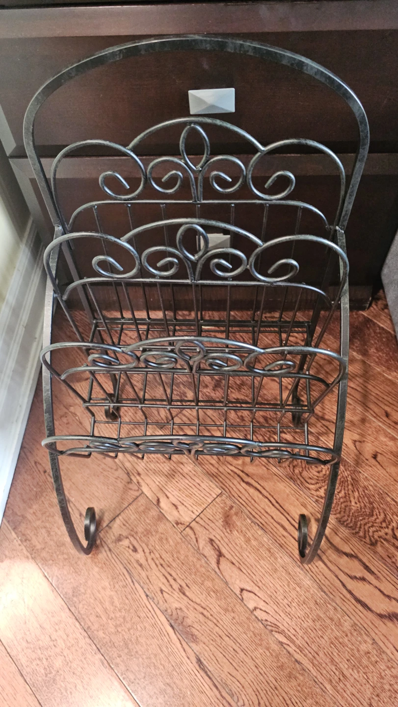 Vintage Wrought Iron Magazine Rack - photo 2