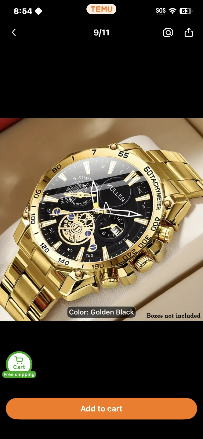 Golden Black & Silver Men's Fashion Watch - photo 3