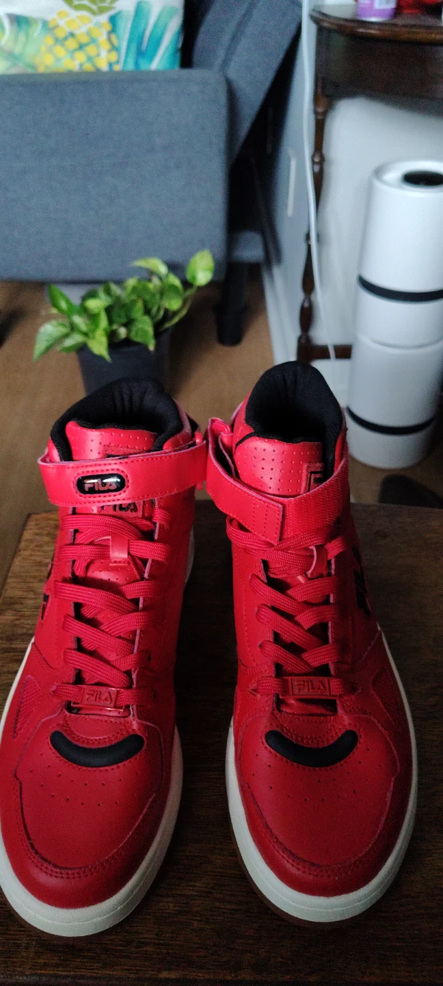 Red Fila Mid-Top Sneakers