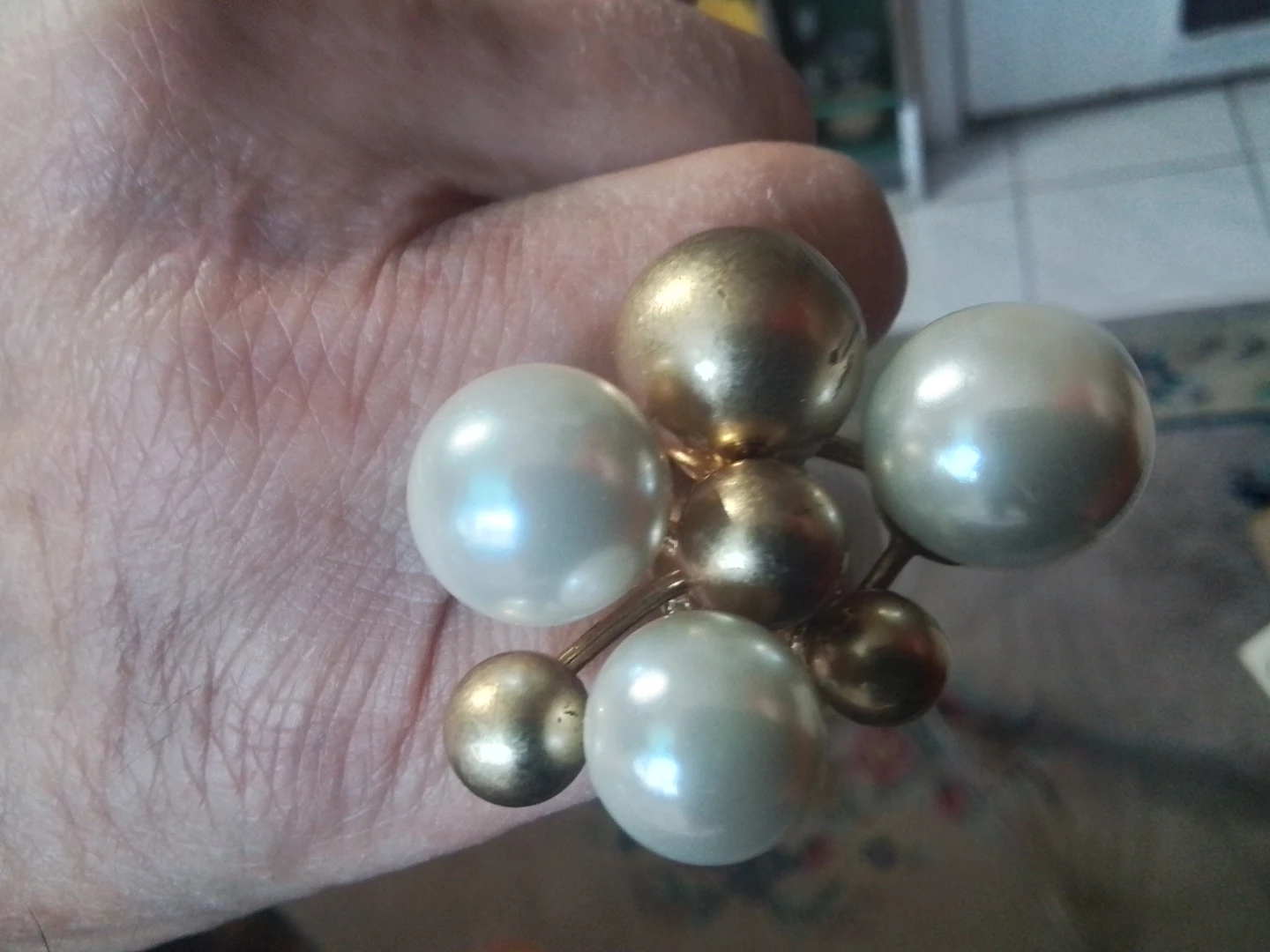 Lia Sophia Pearl and Gold Tone Ring