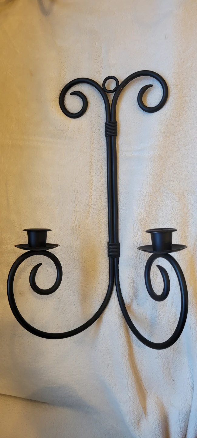 Set of 3 Black Metal Wall Sconces Candle Holders - photo 2