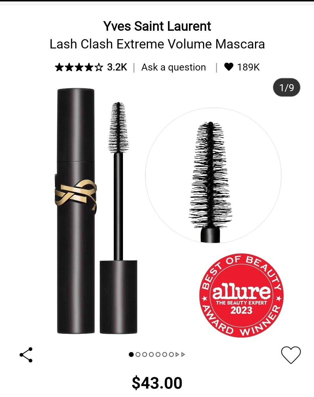 Yves Saint Laurent Lash Clash Extreme Volume Mascara NEW