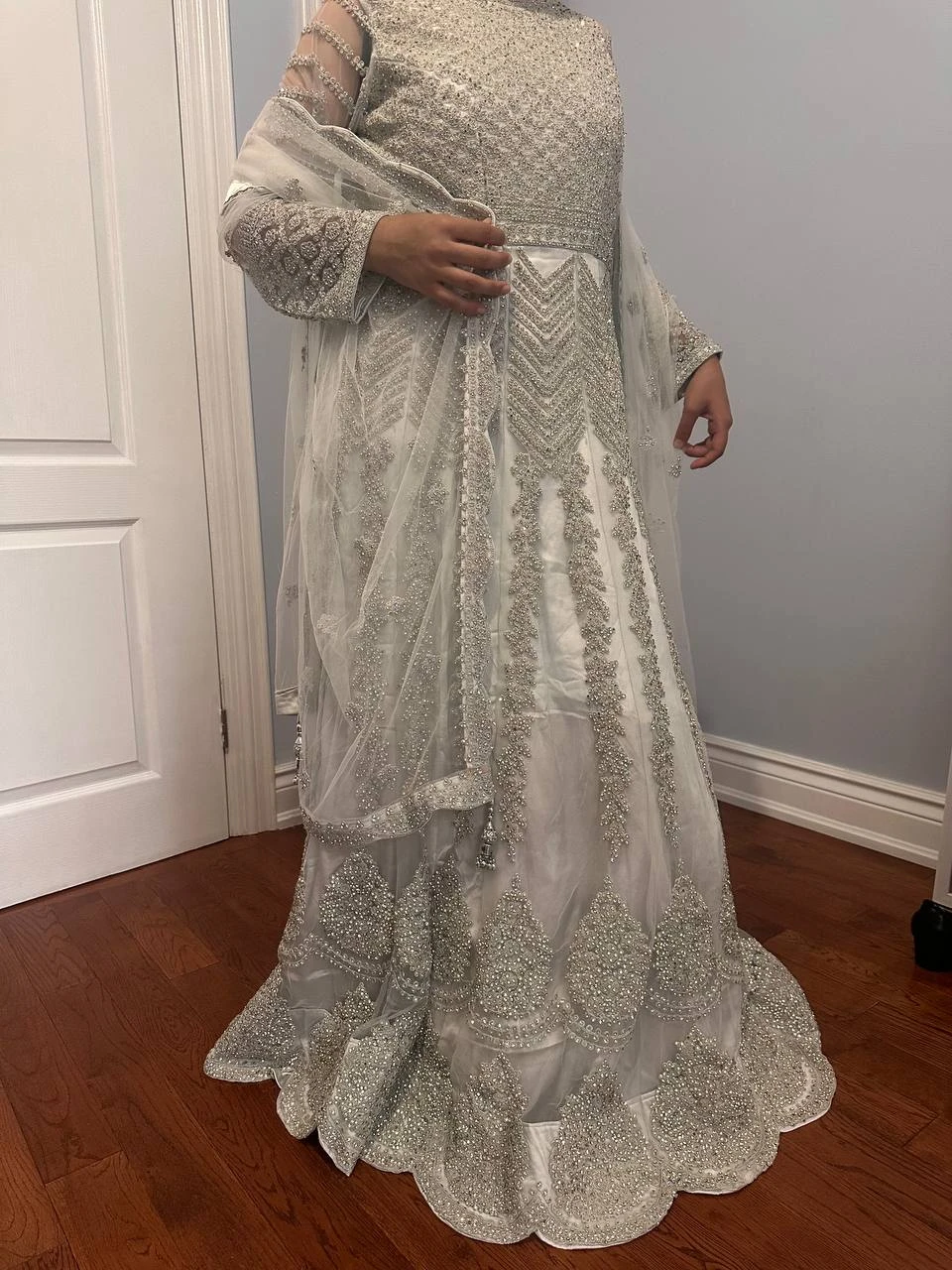 Bridal Lehenga Gown Silver - Nucreation