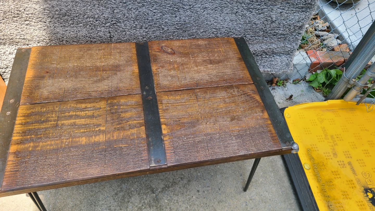 Antique Wood Coffee Table with Metal Accents - photo 4