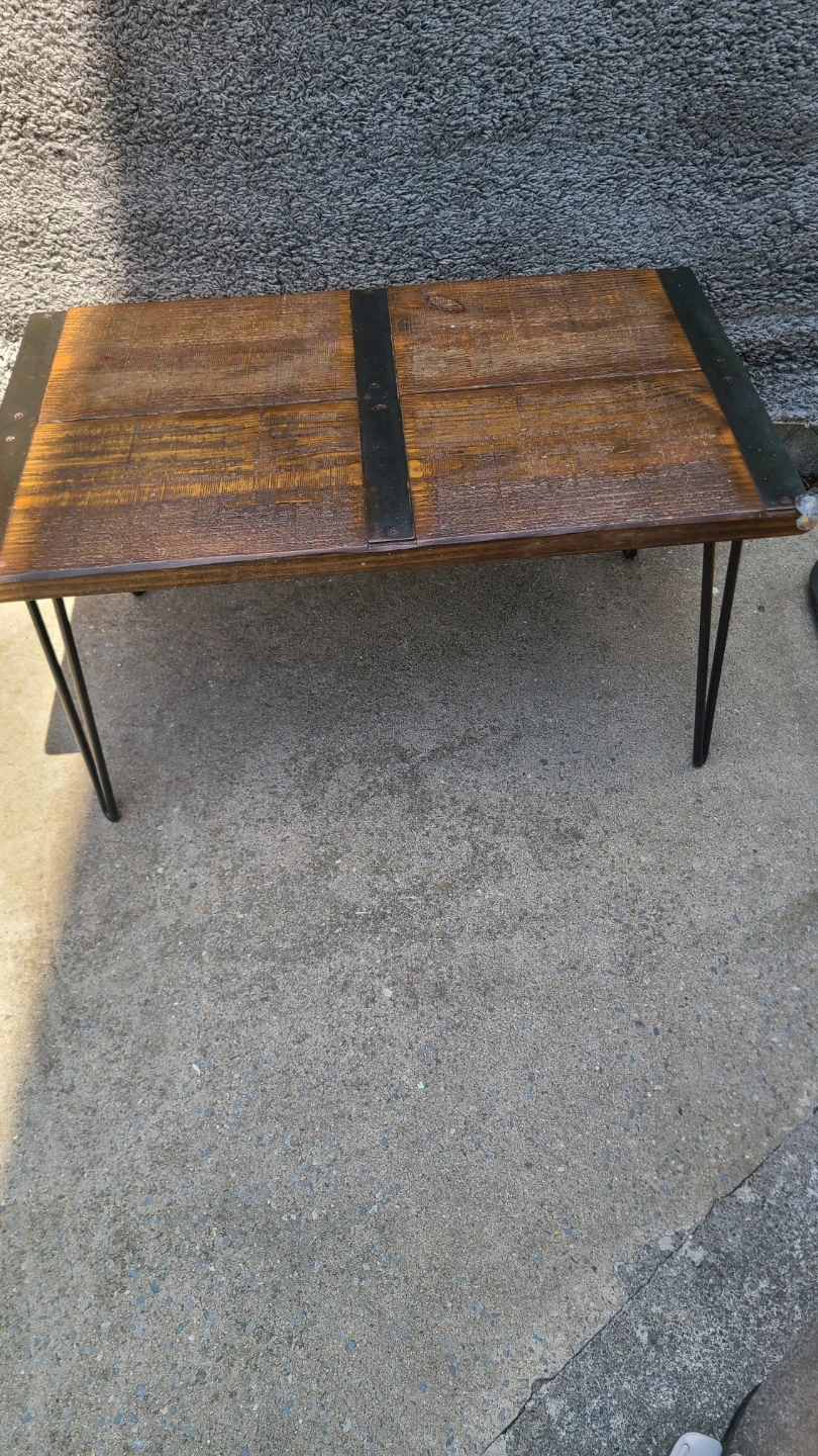 Antique Wood Coffee Table with Metal Accents - photo 5