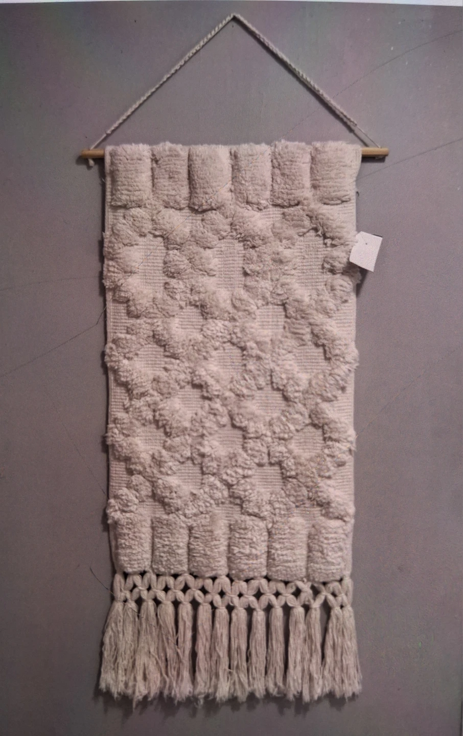 Cream Tufted Macrame Wall Hanging