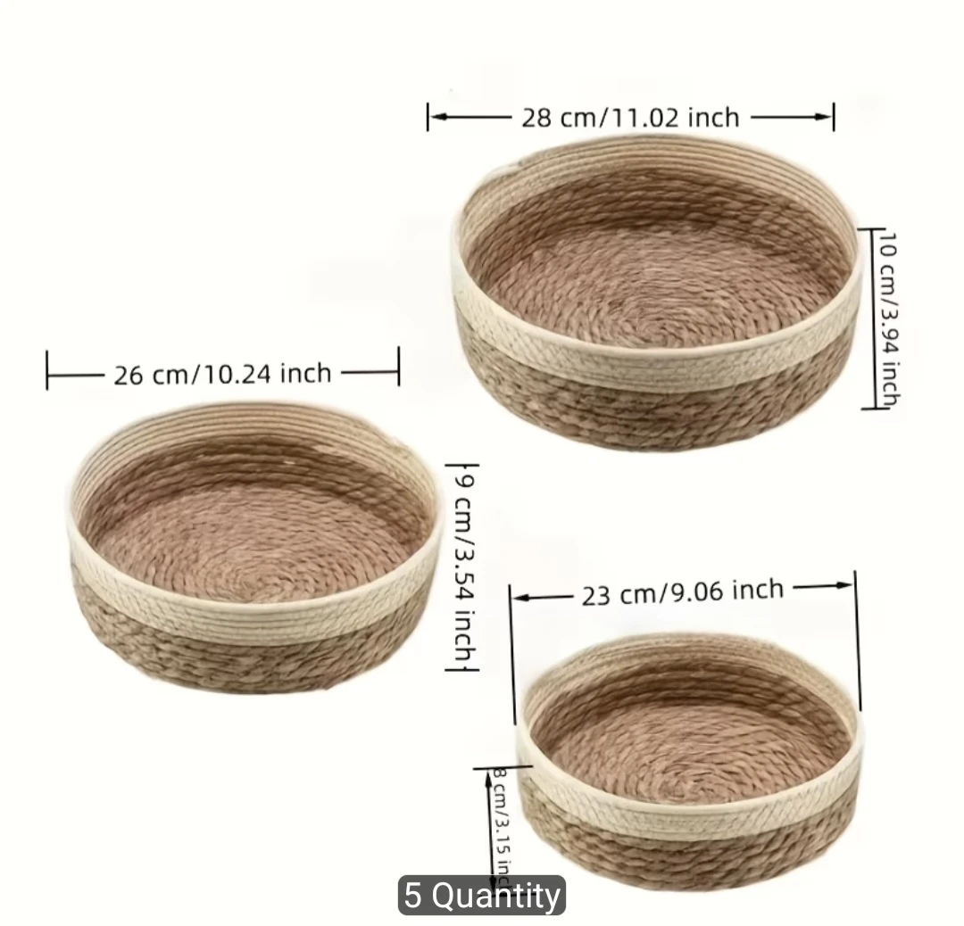 Woven Storage Baskets - Set of 3 - Beige