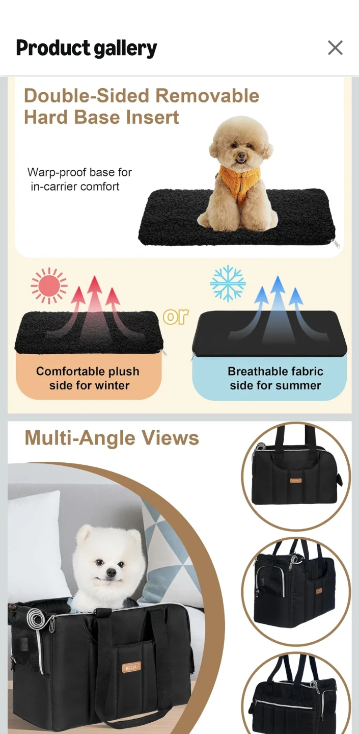 Black Pet Carrier Bag with Shoulder Strap - photo 3