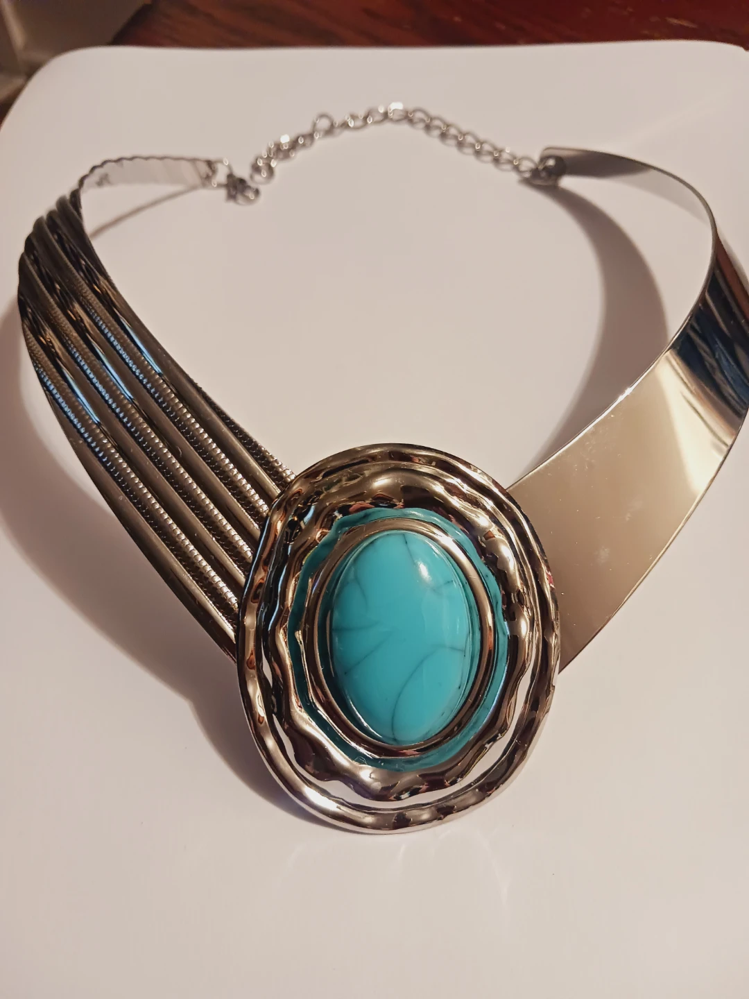 New !!' Statement Necklace with Turquoise Stone - photo 3