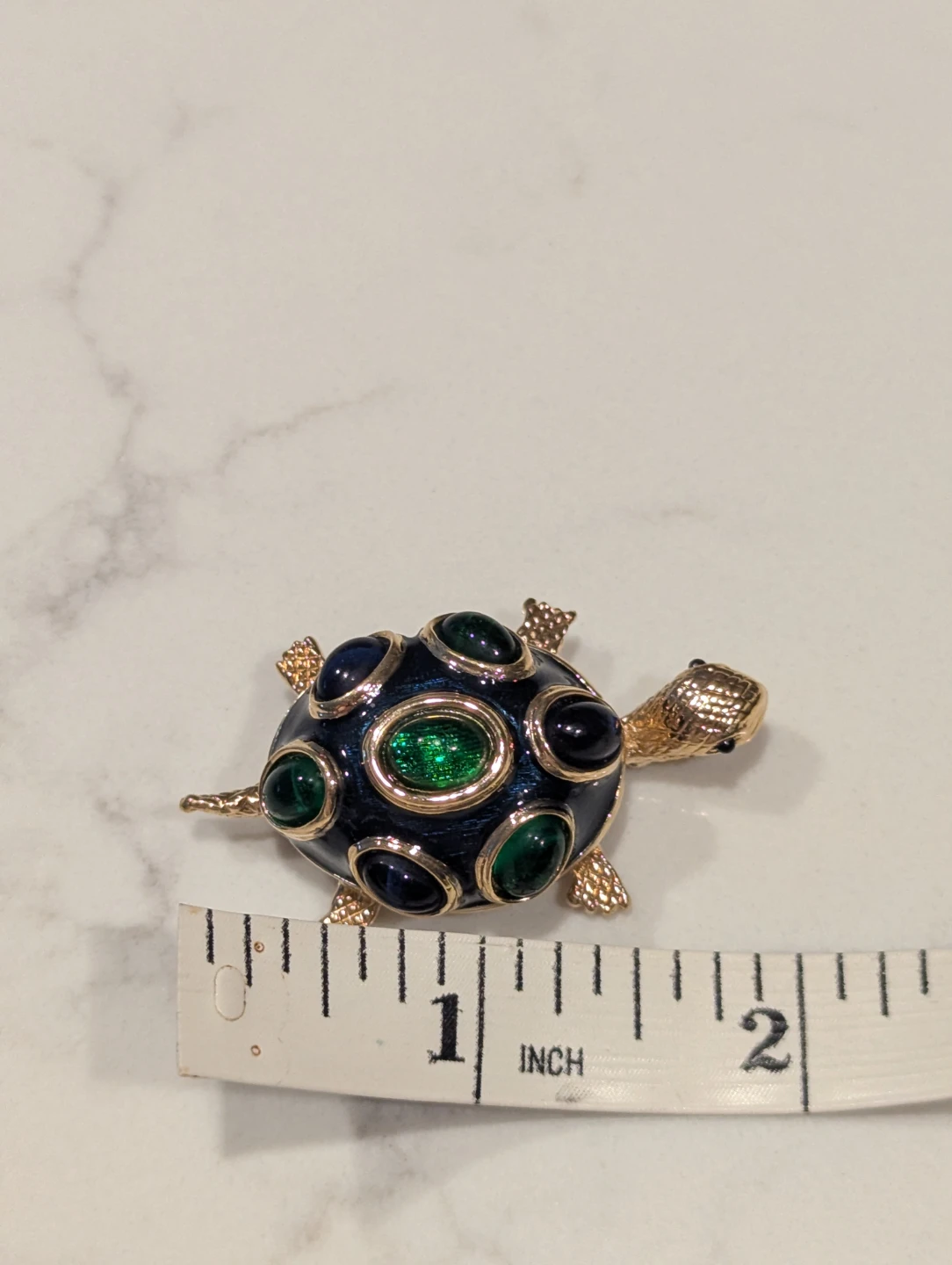 D'Orlan turtle Brooch with Blue and Green Gems - photo 5