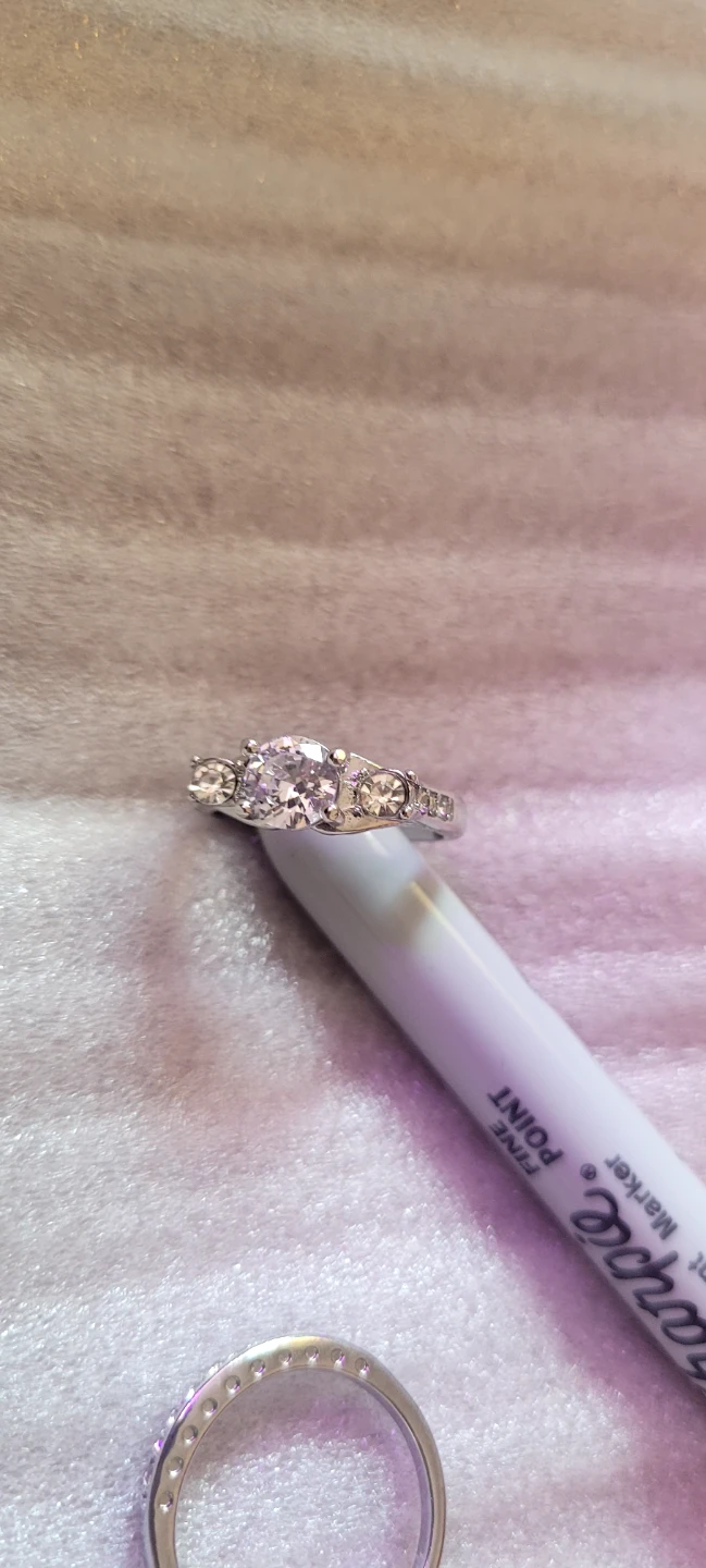 Silver-tone ring with clear stones - photo 3