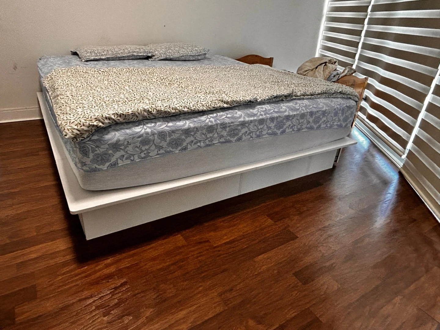 White King Size Bed Frame with Storage Drawers