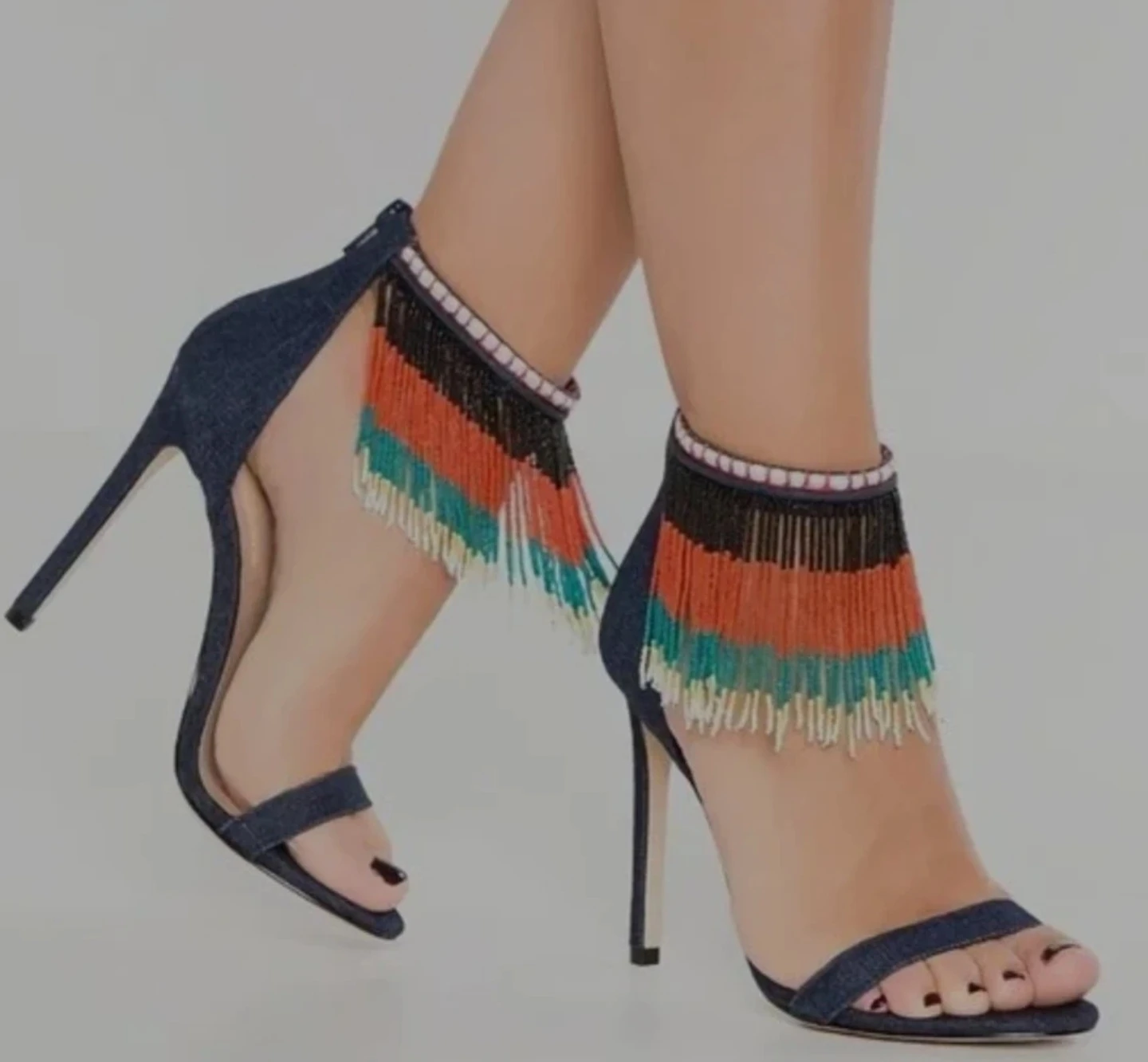 Brand New Denim Tassel Heels – Size 6 - photo 2