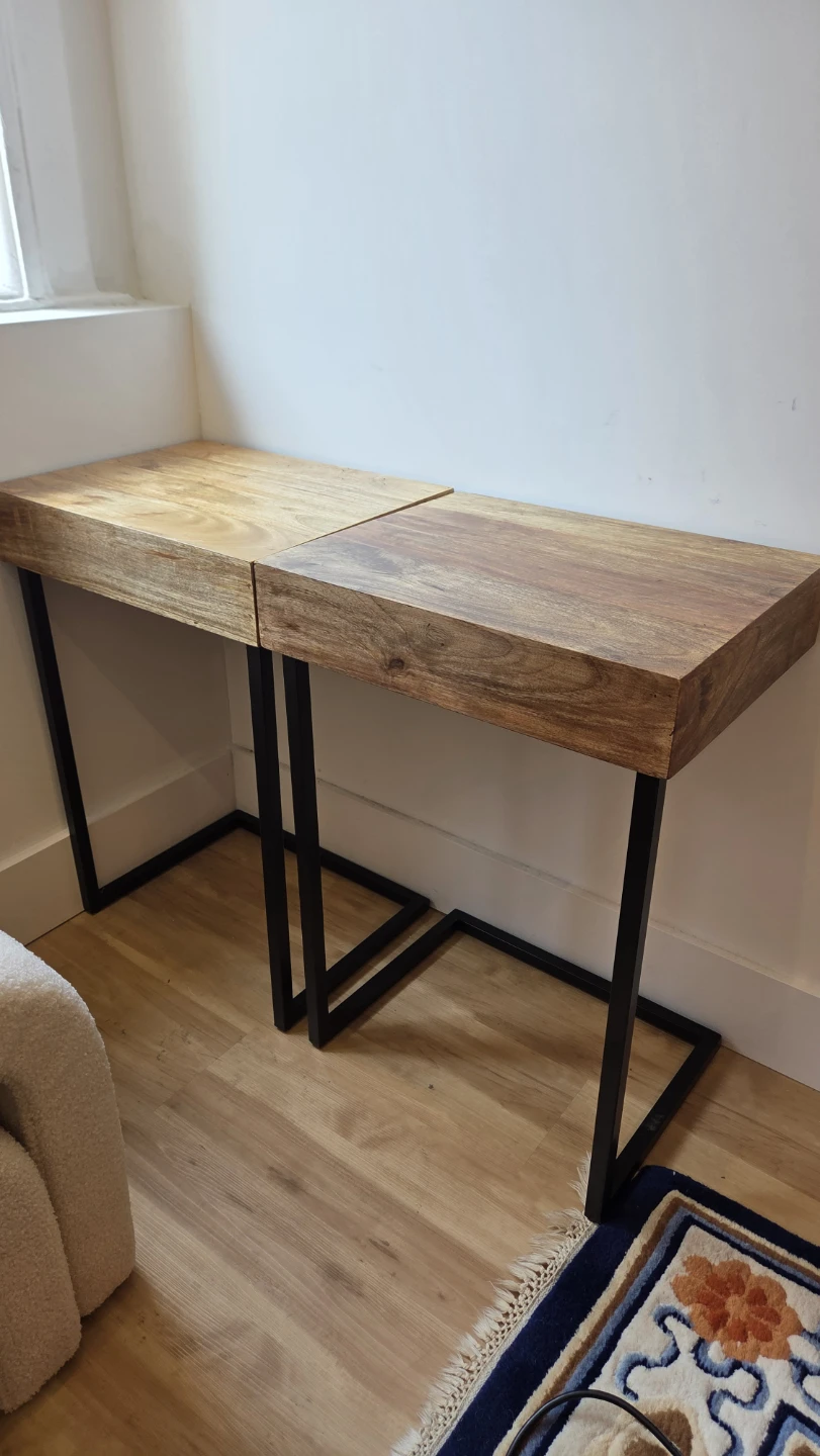 Wooden C-Table with Black Metal Legs - photo 2