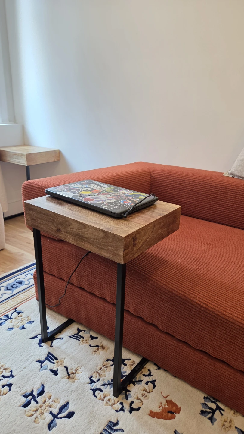 Wooden C-Table with Black Metal Legs - photo 3