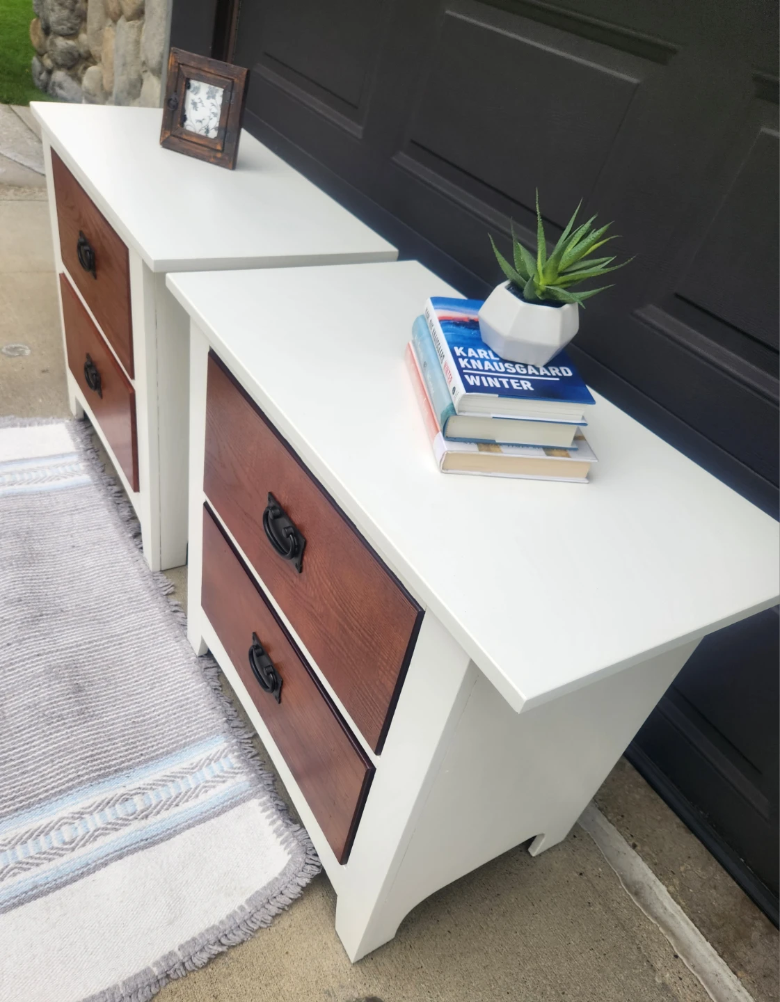 Pair of White and Wood Nightstands - photo 2