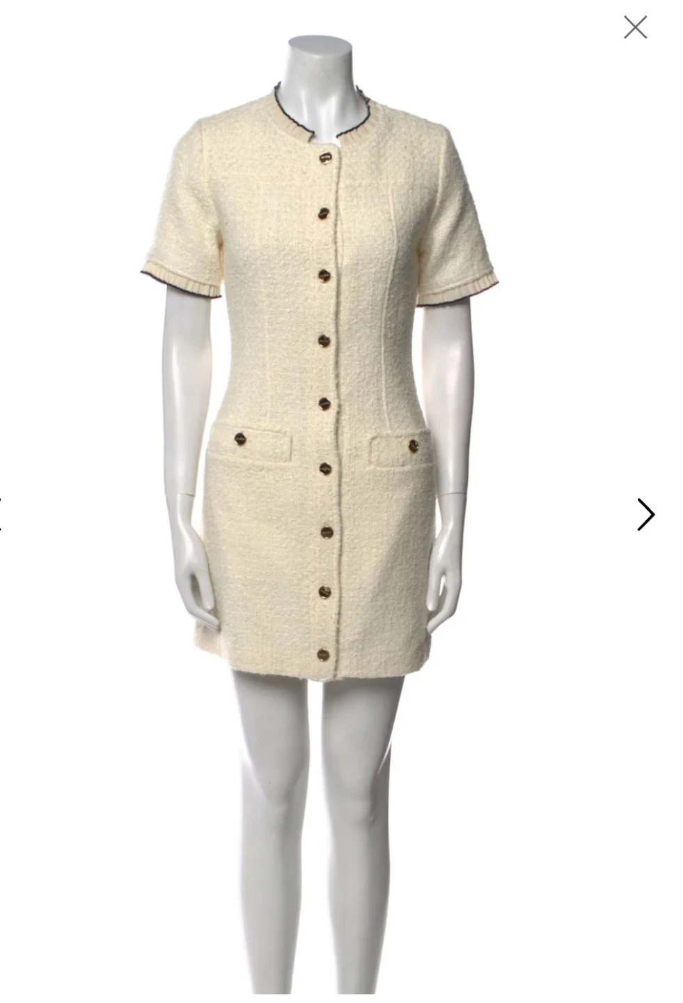Sandro White Tweed Short Sleeve Mini Dress Size S