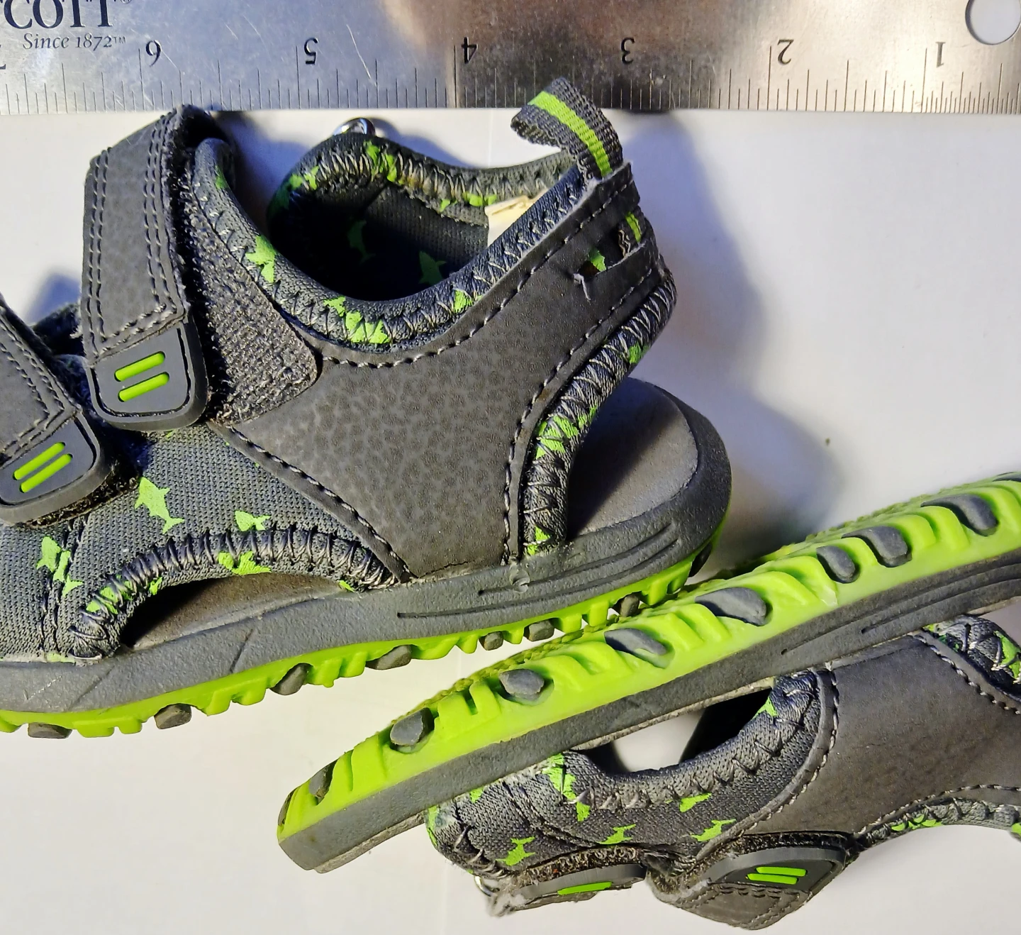 Kids Grey & Green Shark Sandals