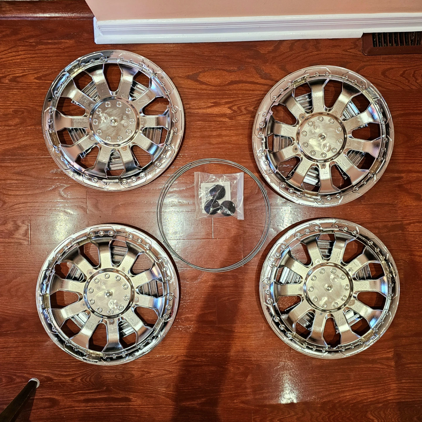 14" Chrome Spinning Hubcaps Wheel Cover Set of 4 - photo 4