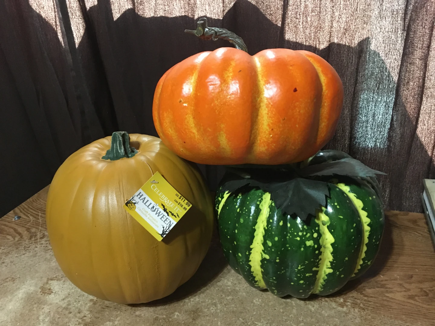 Lot of 3 Craft Pumpkins Halloween Thanksgiving Decor