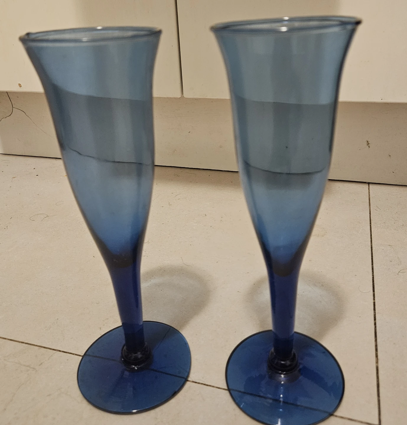 Blue Glass Flutes - Set of 2