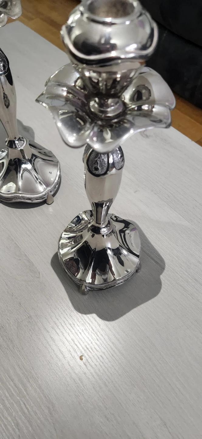 Silver Plated Flower Candlestick Holder - photo 4