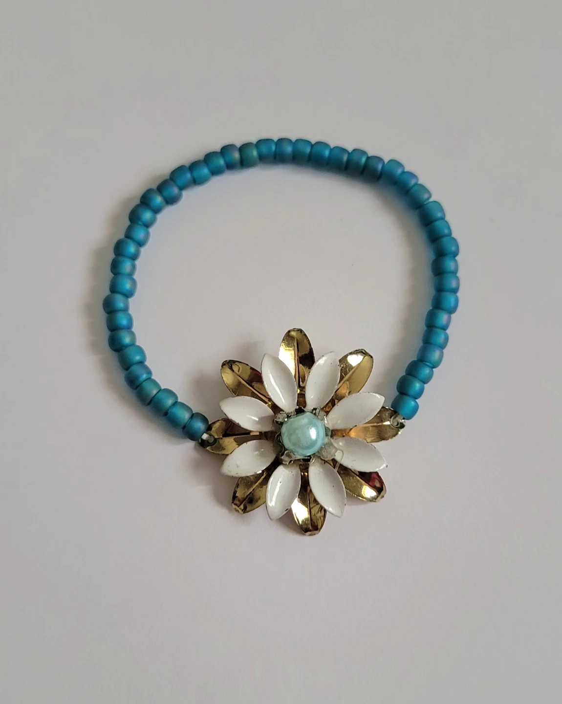 Beaded Bracelet with Flower Charm