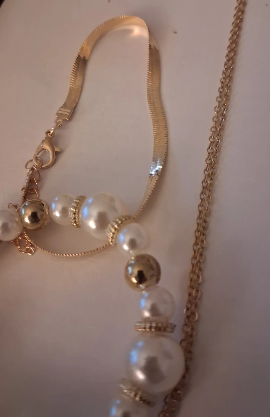 Gold-tone Faux Pearl & Chain Jewellery Set - photo 3