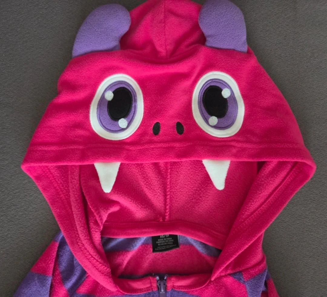 Pink & Purple Striped Monster Fleece Pajamas - photo 2