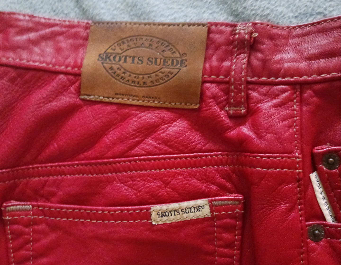 Skotts Suede Red Leather Pants Size 32 - photo 2