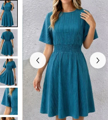 Teal Textured Fit and Flare Dress
