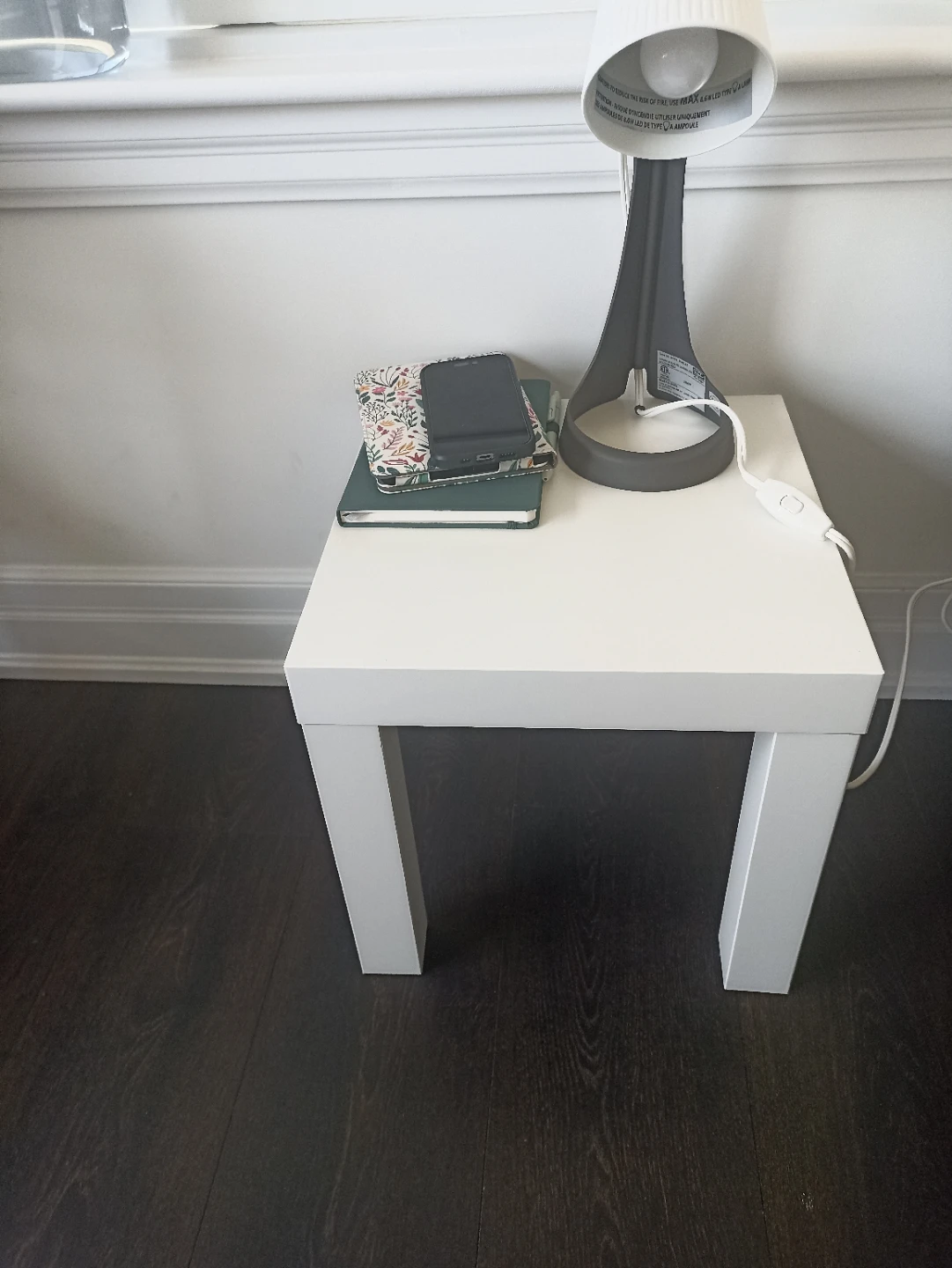 White IKEA Side Table with lamp and bulb - photo 3