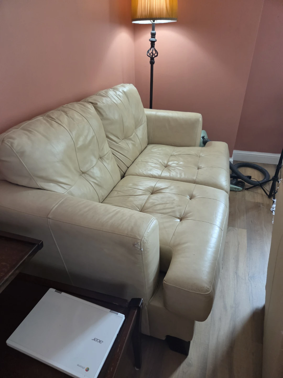 Cream Leather Sofa by Ashley - photo 3